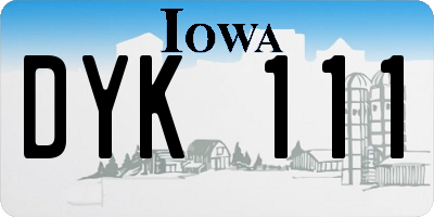 IA license plate DYK111