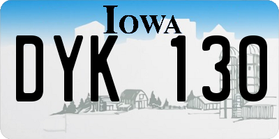 IA license plate DYK130