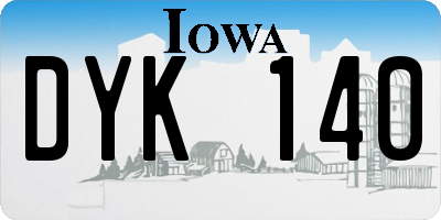 IA license plate DYK140