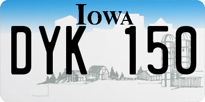 IA license plate DYK150