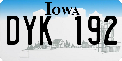 IA license plate DYK192
