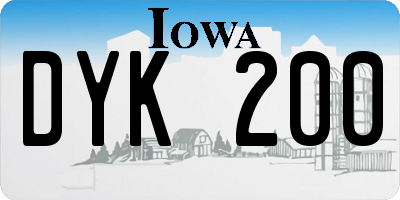 IA license plate DYK200