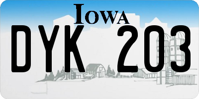 IA license plate DYK203