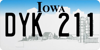 IA license plate DYK211