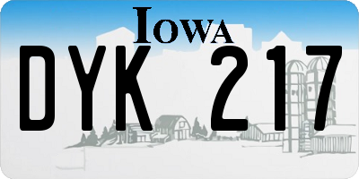 IA license plate DYK217