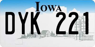 IA license plate DYK221