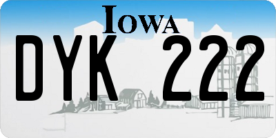 IA license plate DYK222