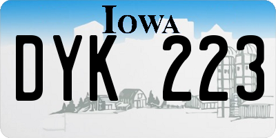 IA license plate DYK223