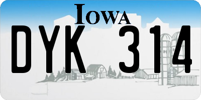 IA license plate DYK314