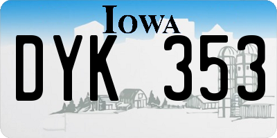 IA license plate DYK353