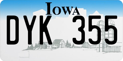 IA license plate DYK355