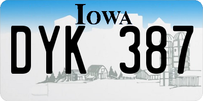 IA license plate DYK387
