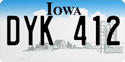 IA license plate DYK412