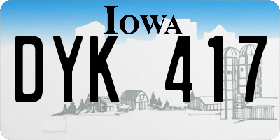 IA license plate DYK417