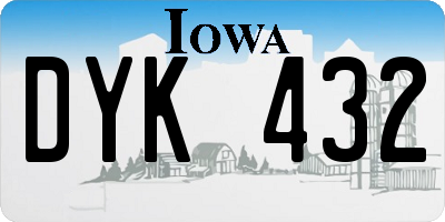 IA license plate DYK432