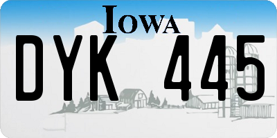 IA license plate DYK445