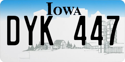 IA license plate DYK447