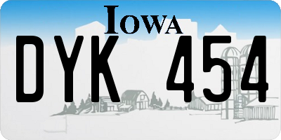 IA license plate DYK454