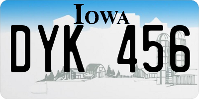 IA license plate DYK456