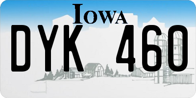 IA license plate DYK460