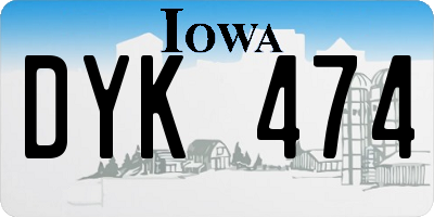 IA license plate DYK474