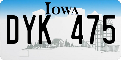 IA license plate DYK475
