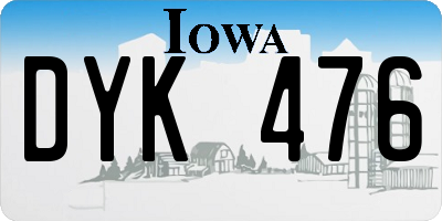 IA license plate DYK476
