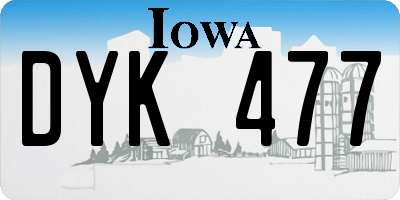 IA license plate DYK477