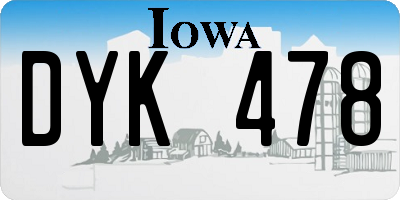 IA license plate DYK478