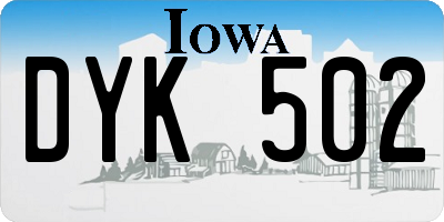 IA license plate DYK502