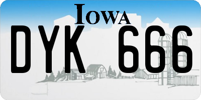 IA license plate DYK666
