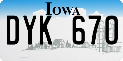 IA license plate DYK670