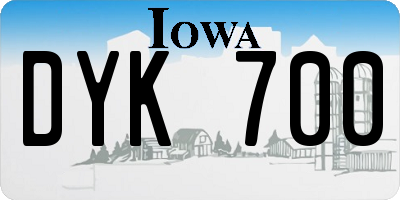 IA license plate DYK700