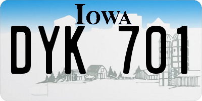 IA license plate DYK701