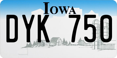 IA license plate DYK750