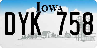 IA license plate DYK758