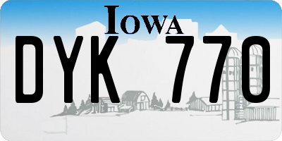 IA license plate DYK770