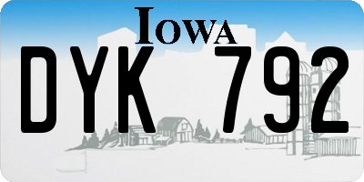 IA license plate DYK792