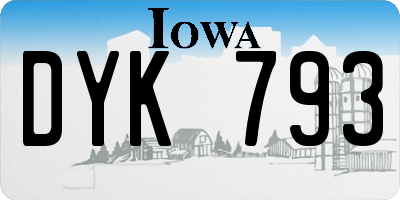 IA license plate DYK793