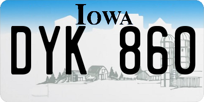 IA license plate DYK860