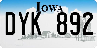 IA license plate DYK892