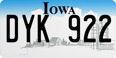 IA license plate DYK922
