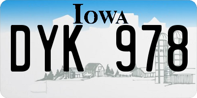 IA license plate DYK978