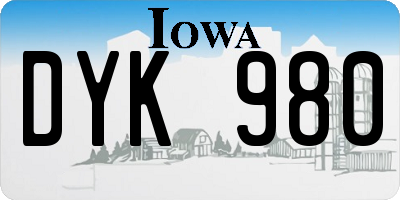 IA license plate DYK980