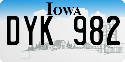 IA license plate DYK982