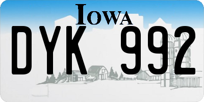 IA license plate DYK992