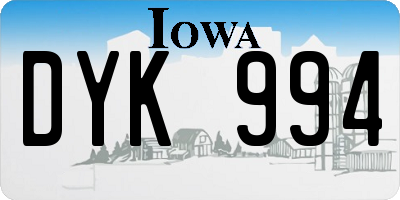 IA license plate DYK994