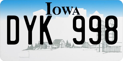 IA license plate DYK998