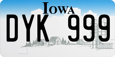 IA license plate DYK999