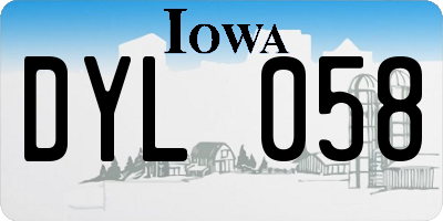 IA license plate DYL058